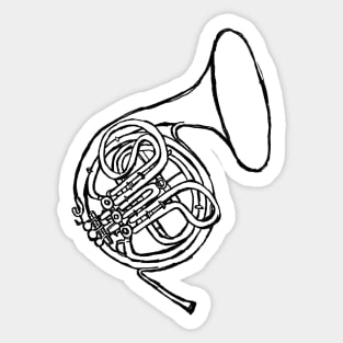 Hand Drawn Brass Vintage French Horn Sticker